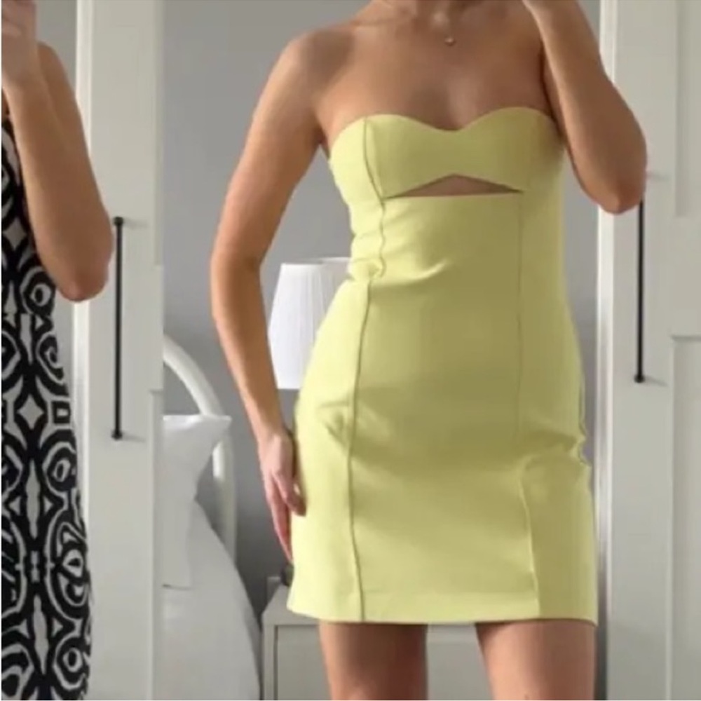 Zara Yellow Strapless Cut Out Dress - Picture 12 of 17